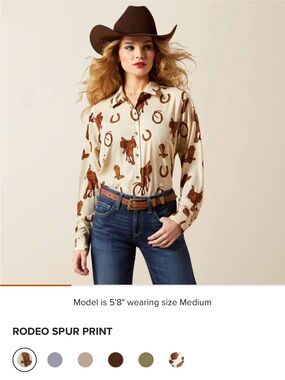 NWT Ariat Homestyle Shirt - Rodeo Spur Print